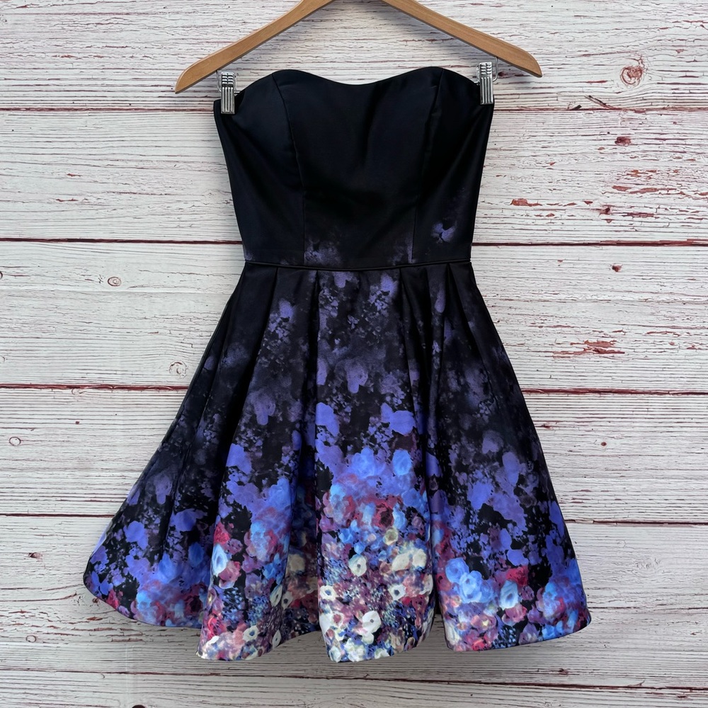 Betsy & Adam Printed Strapless Fit & Flare Dress Sz 2 - Picture 5 of 16